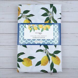 Mint & Ivy Fabric Tablecloth 60x104 in Lemons Easy Care Spill Resistant